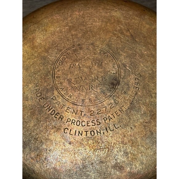 Pre-1968 Vintage Revere Ware 1 Qt Copper Bottom Saucepan Double Screw Handle - Picture 7 of 9